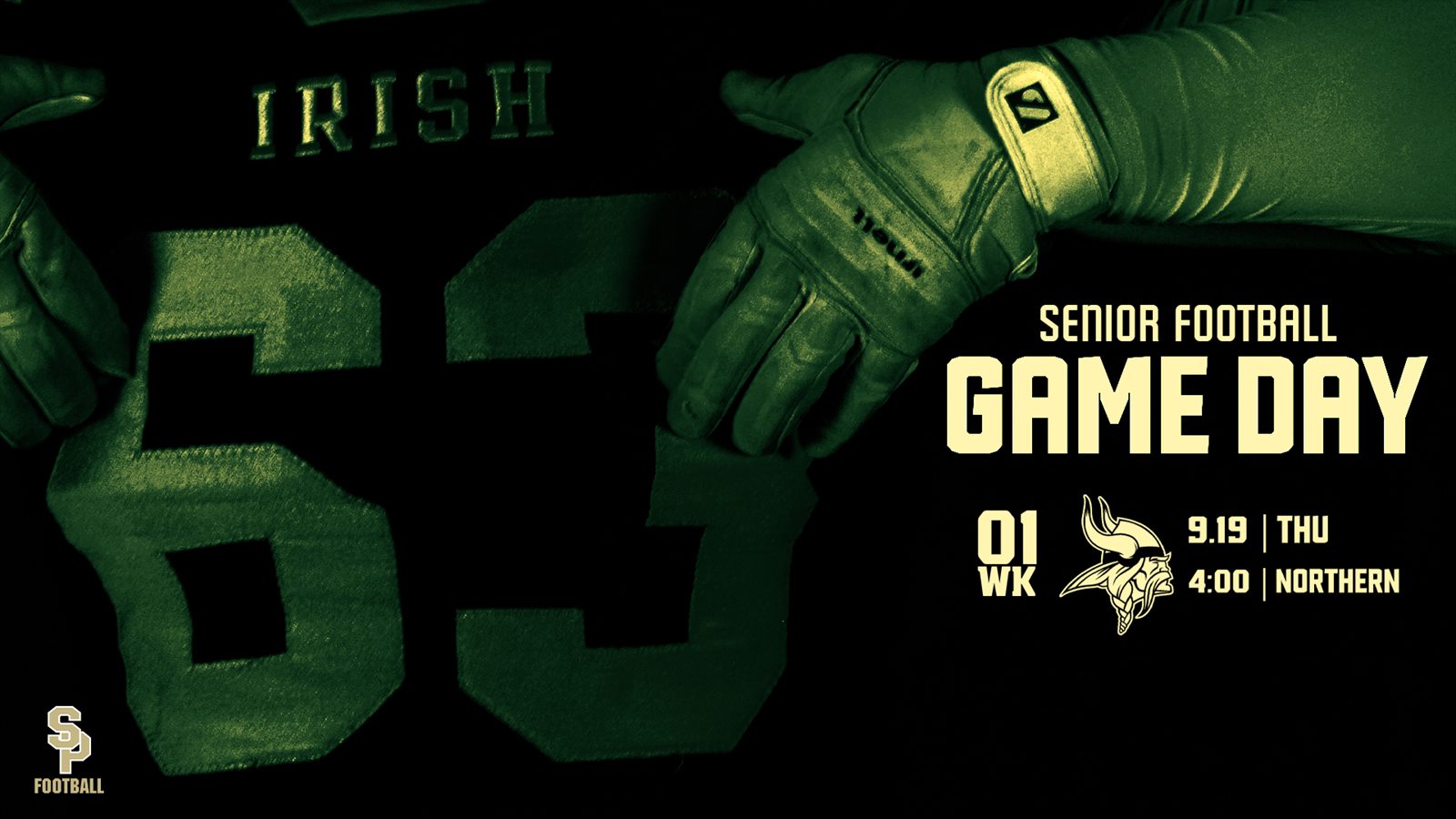 Senior football game day announcement for week one.